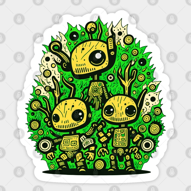 Three Robots Amigos Sticker by AnAzArt